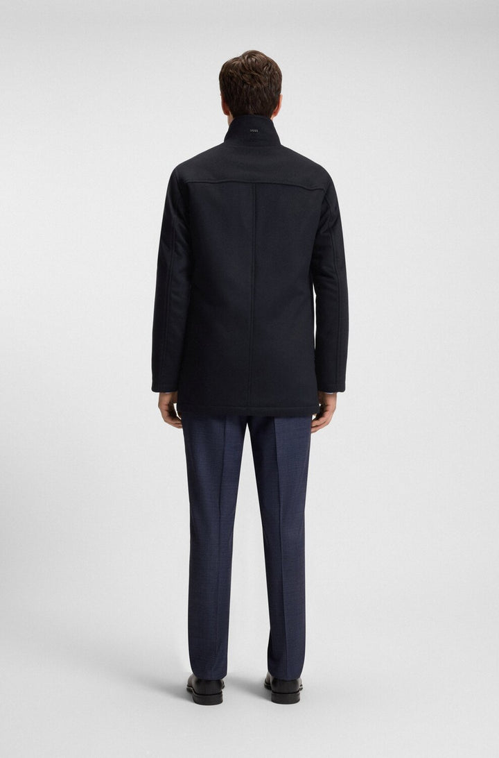 BOSS Relaxed Fit Mantel – Blauw-90% wol, 10% cashmere-HEREN JASSEN & JACKS-Blauw