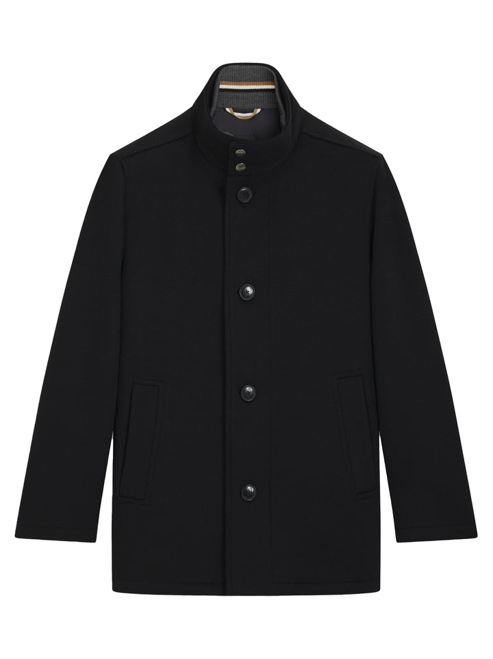 BOSS Relaxed Fit Mantel – Zwart-90% wol, 10% cashmere-HEREN JASSEN & JACKS-Zwart