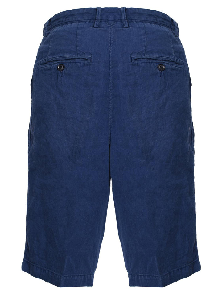 BOSS Rigan short-100% linnen-HEREN BROEKEN-Blauw