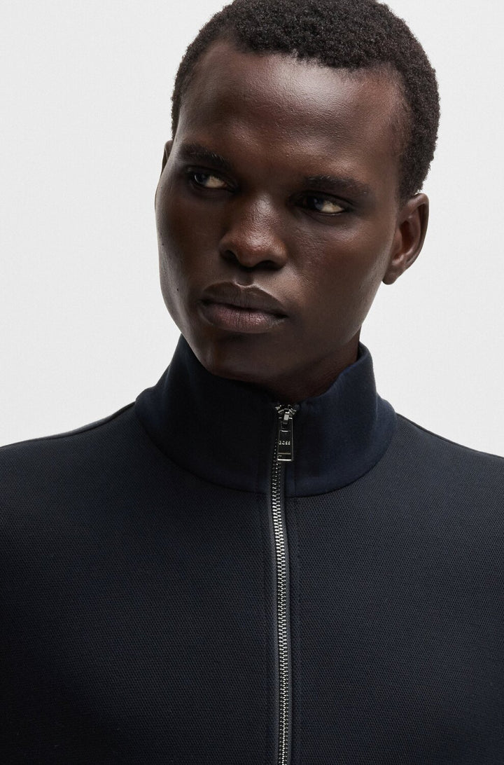 BOSS Shepherd sweatvest met rits-Kwaliteit: 75% Katoen, 20% Polyester, 5% Elastan-HEREN TRUIEN & VESTEN-Blauw