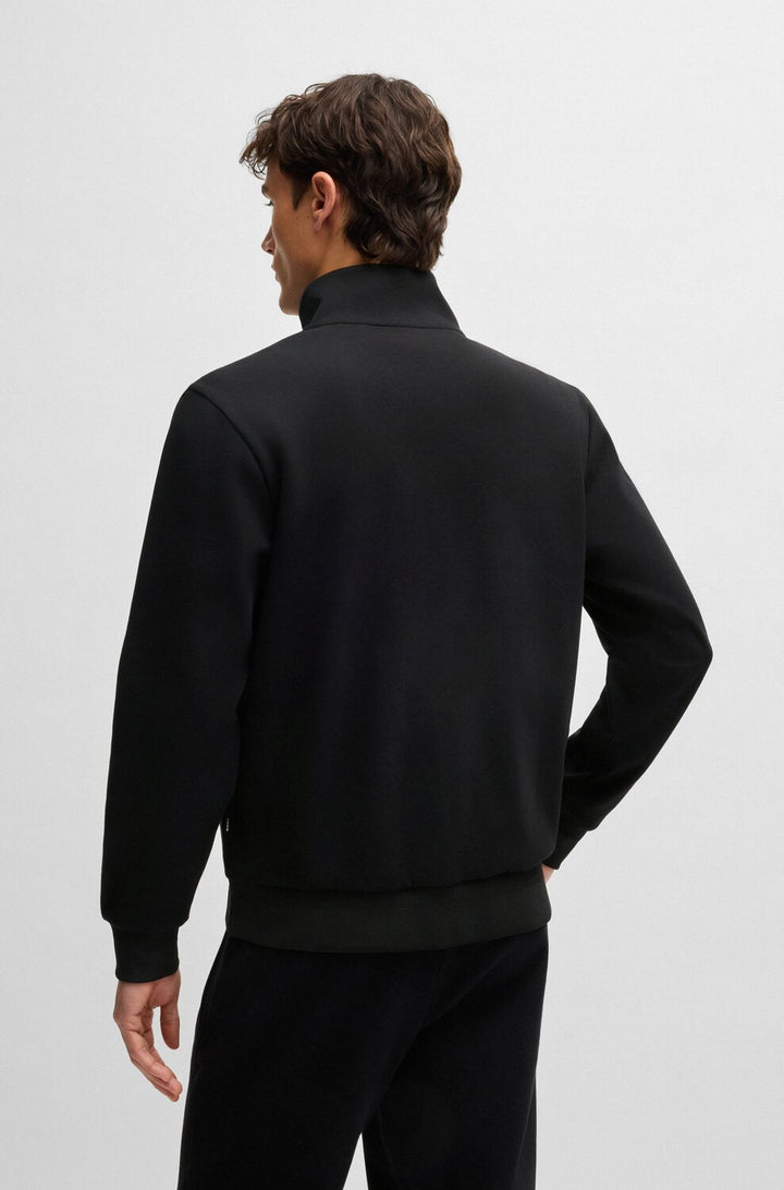 BOSS Shepherd sweatvest met rits -Kwaliteit: 75% Katoen, 20% Polyester, 5% Elastan-HEREN TRUIEN & VESTEN-Zwart