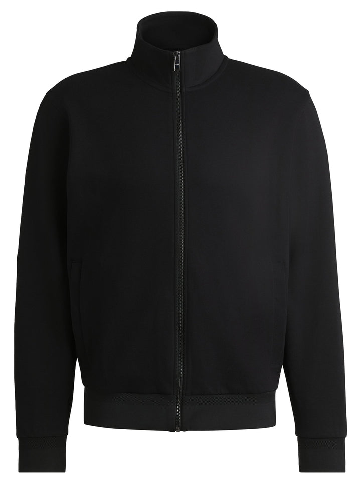 BOSS Shepherd sweatvest met rits -Kwaliteit: 75% Katoen, 20% Polyester, 5% Elastan-HEREN TRUIEN & VESTEN-Zwart