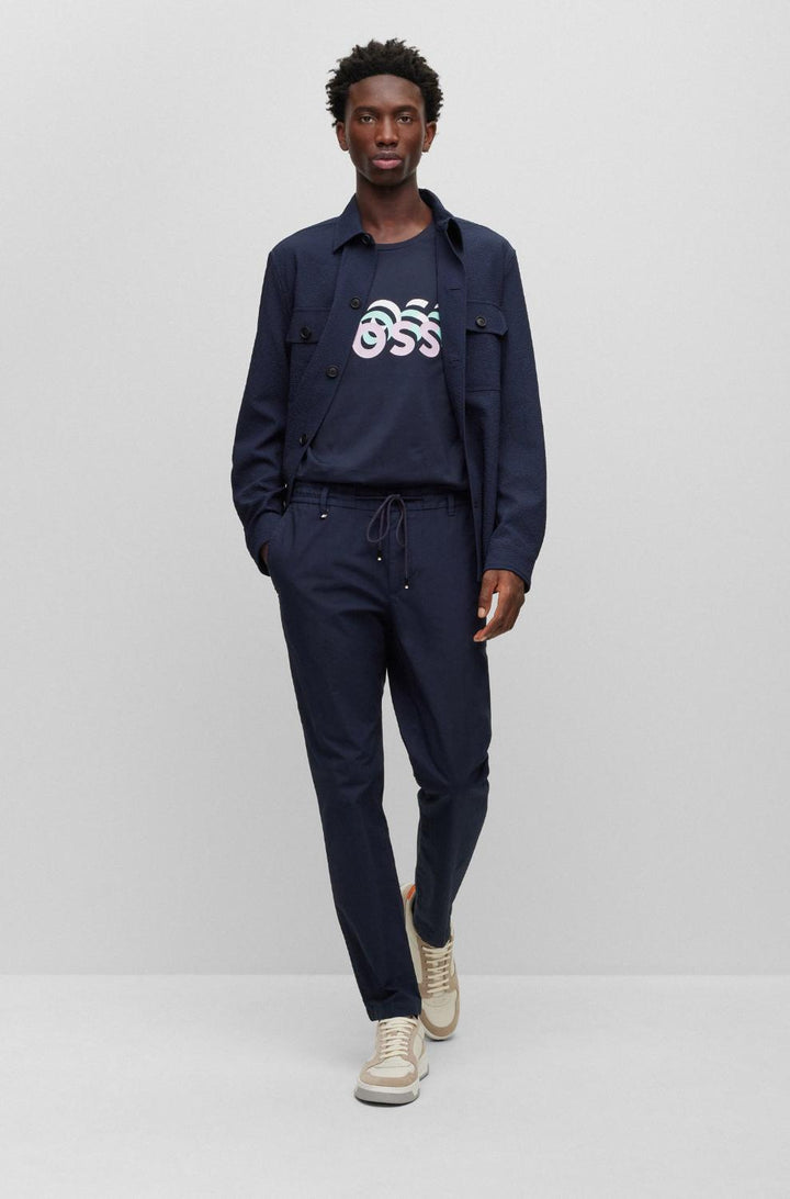 BOSS slim fit broek KANE-DS-54% linnen, 44% katoen, 2% elastaan-HEREN BROEKEN-Blauw