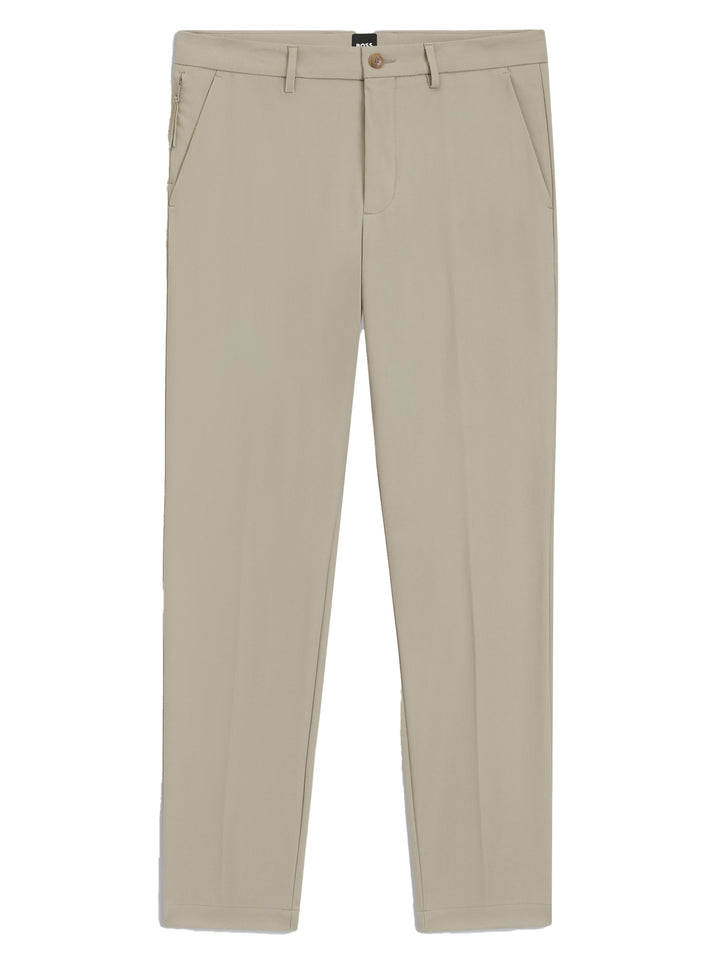BOSS Slim‑Fit Broek P‑Kaiton1‑Zip – Beige-60% katoen, 33% polyamide, 7% elasthaan-HEREN BROEKEN-Beige