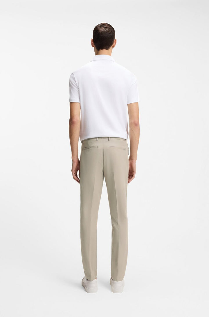 BOSS Slim‑Fit Broek P‑Kaiton1‑Zip – Beige-60% katoen, 33% polyamide, 7% elasthaan-HEREN BROEKEN-Beige