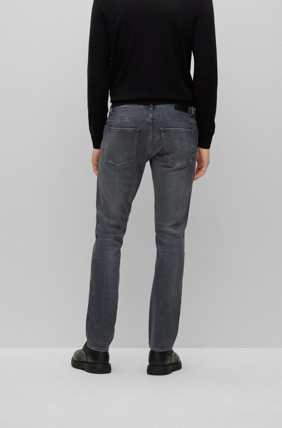 BOSS slim fit jeans DELAWARE3-92% katoen, 6% elastomultiester, 6% elasthaan-HEREN BROEKEN-Grijs