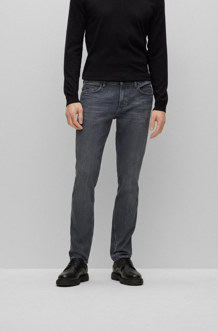 BOSS slim fit jeans DELAWARE3-92% katoen, 6% elastomultiester, 6% elasthaan-HEREN BROEKEN-Grijs
