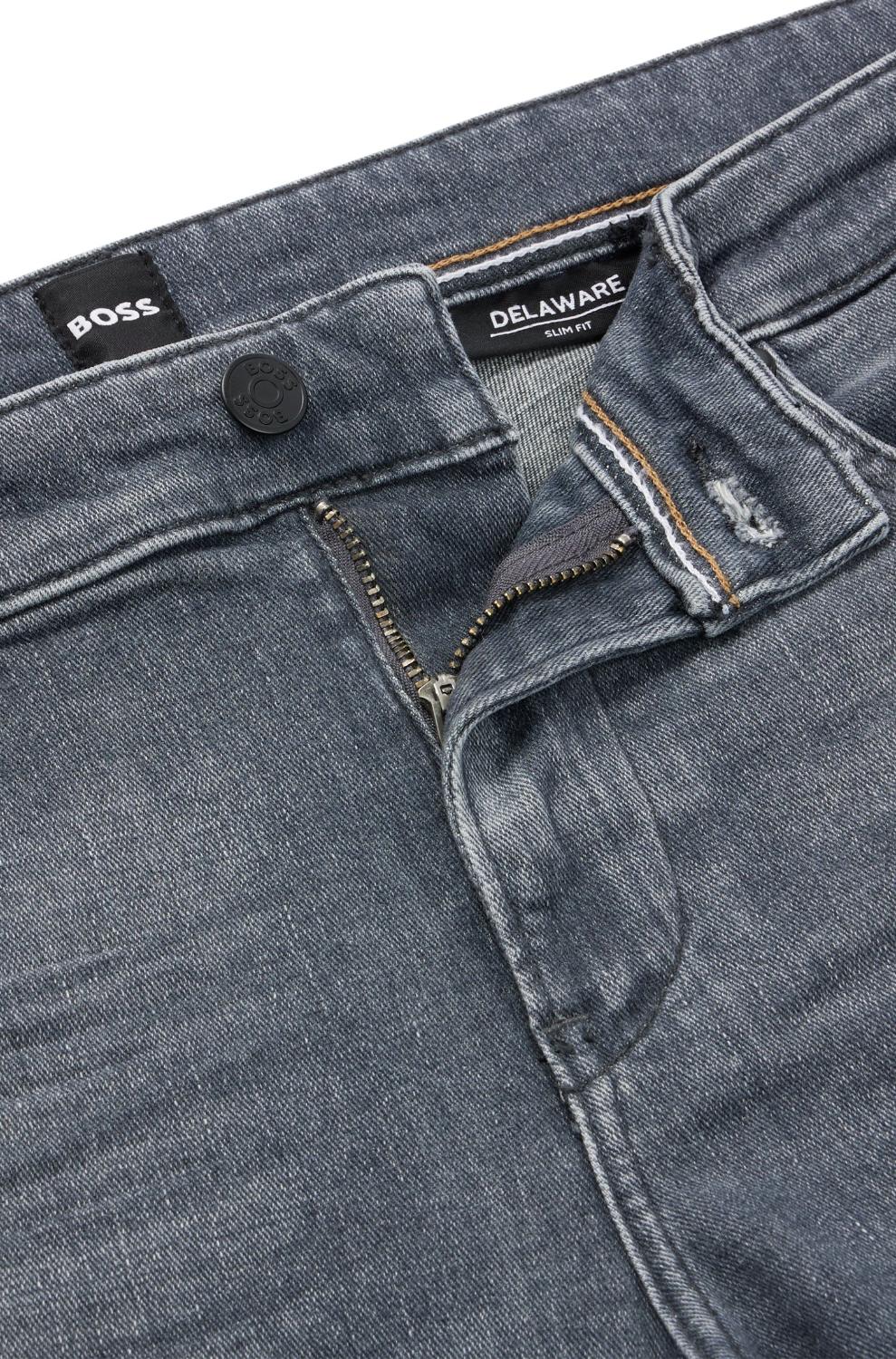 BOSS slim fit jeans DELAWARE3-92% katoen, 6% elastomultiester, 6% elasthaan-HEREN BROEKEN-Grijs
