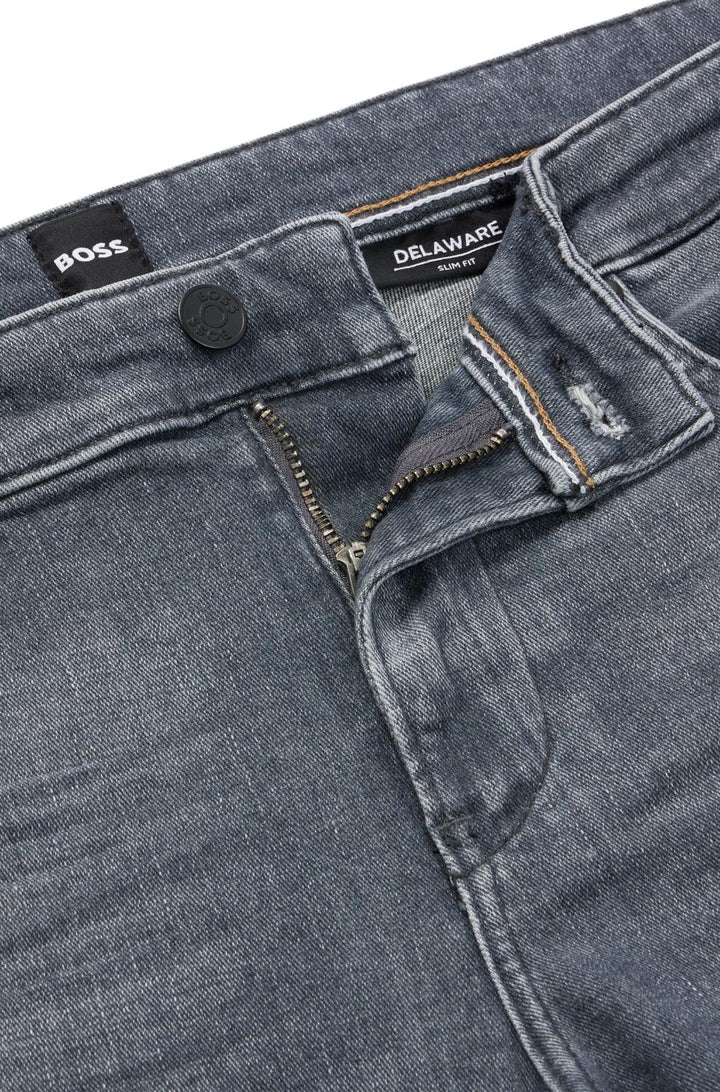 BOSS slim fit jeans DELAWARE3-92% katoen, 6% elastomultiester, 6% elasthaan-HEREN BROEKEN-Grijs