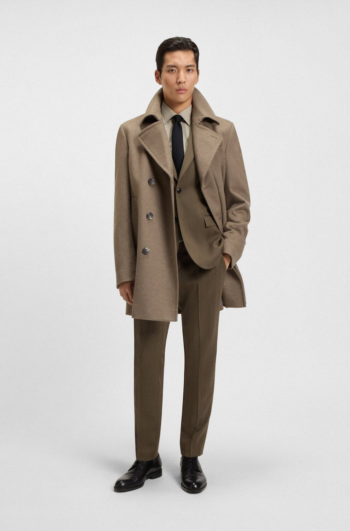 BOSS Slim Fit Jopper – Beige-90% wol, 10% cashmere-HEREN JASSEN & JACKS-Beige