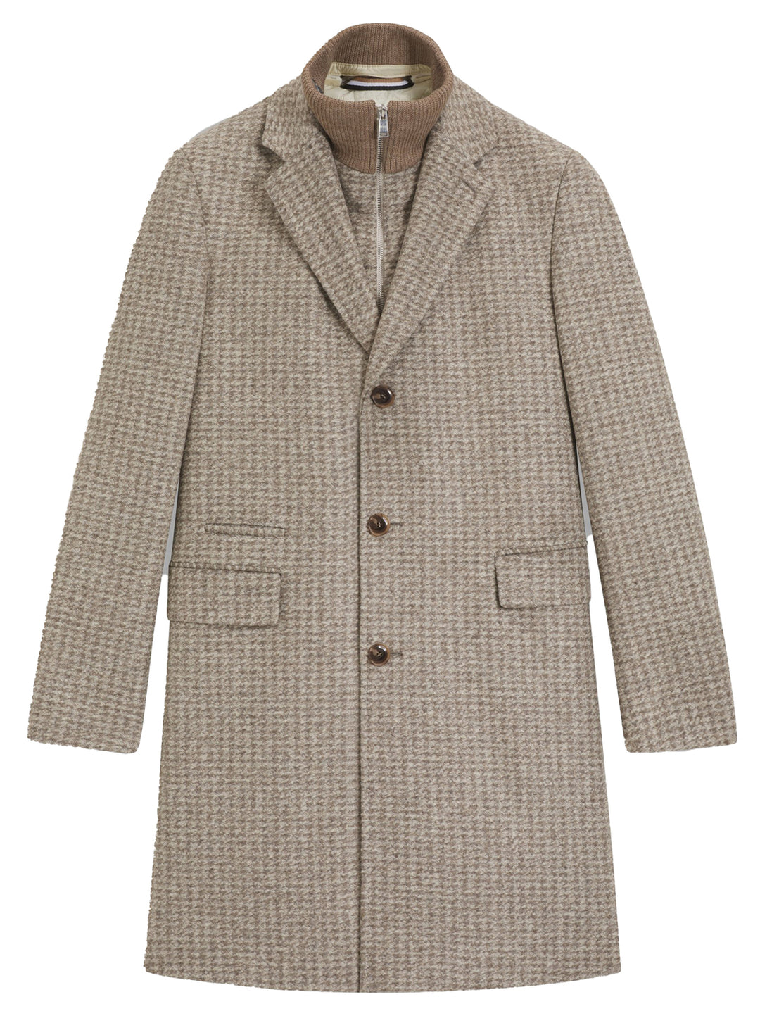 BOSS Slim Fit Mantel – Beige-45% polyester, 40% polyarcryl, 15% wol-HEREN JASSEN & JACKS-Beige