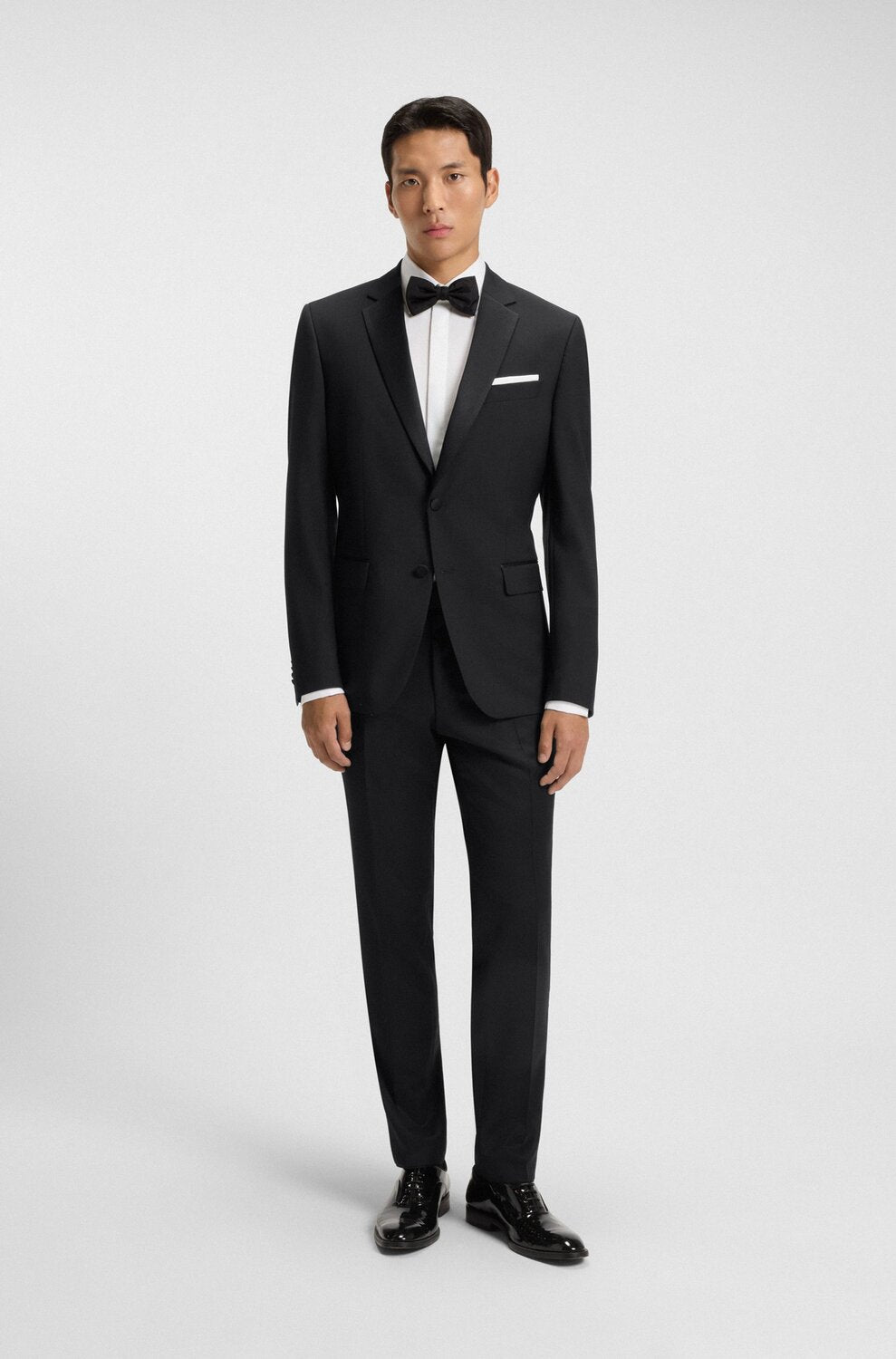 BOSS – Slim Fit Smokingpantalon Zwart-HEREN GELEGENHEIDSKLEDING-Zwart