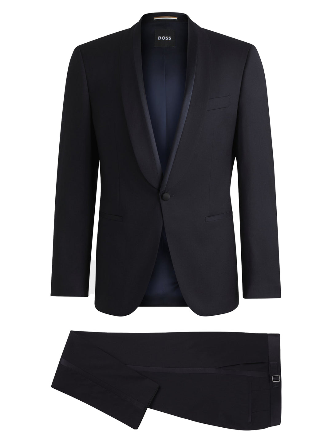 BOSS smoking van een zijdemix-55% wol, 40% viskose, 5% elasthaan-HEREN GELEGENHEIDSKLEDING-Blauw