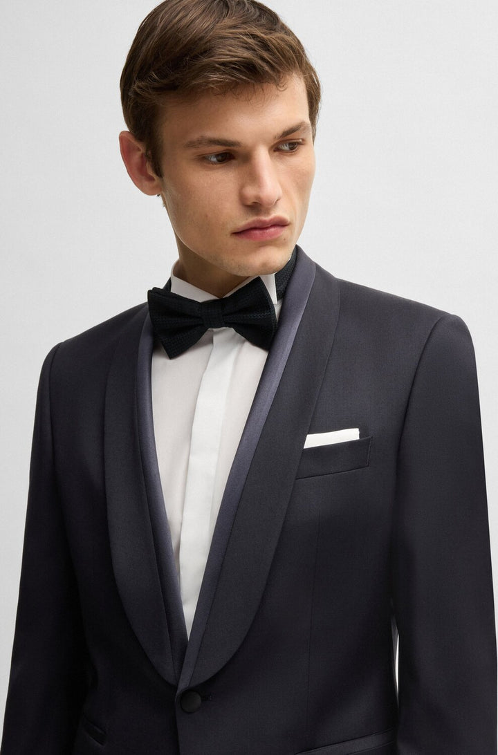 BOSS smoking van een zijdemix-55% wol, 40% viskose, 5% elasthaan-HEREN GELEGENHEIDSKLEDING-Blauw