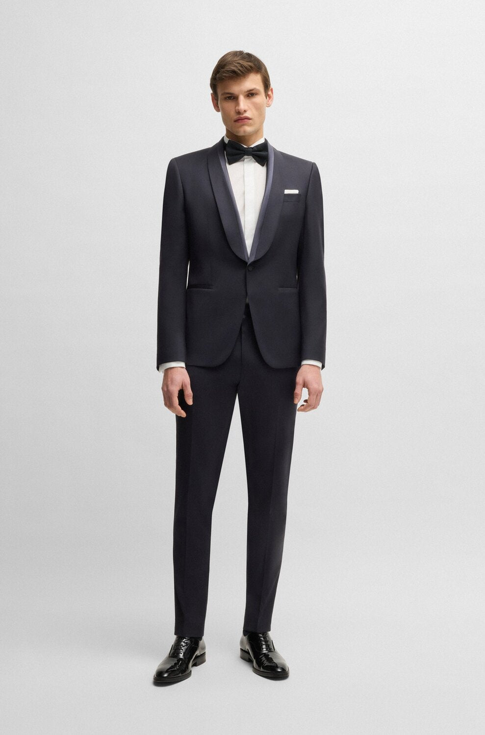 BOSS smoking van een zijdemix-55% wol, 40% viskose, 5% elasthaan-HEREN GELEGENHEIDSKLEDING-Blauw