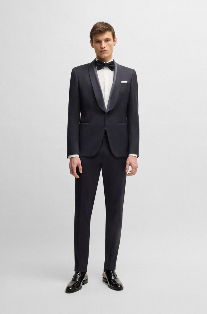 BOSS smoking van een zijdemix-55% wol, 40% viskose, 5% elasthaan-HEREN GELEGENHEIDSKLEDING-Blauw