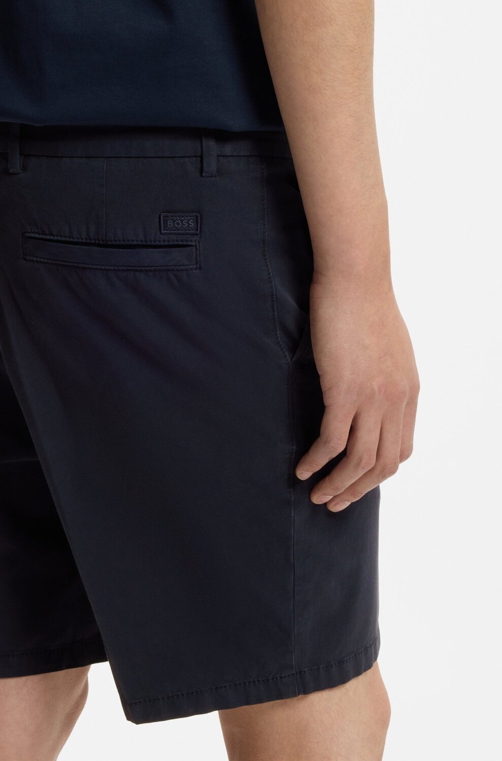 BOSS Stretch Katoenen Twill H-Kane1 Short – Blauw-93% katoen, 7% elastaan-HEREN BROEKEN-Blauw