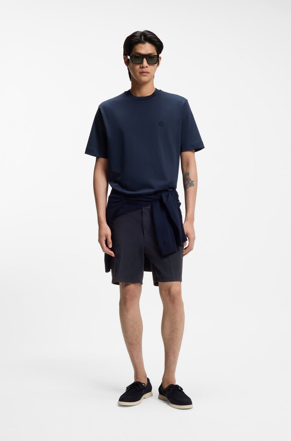 BOSS Stretch Katoenen Twill H-Kane1 Short – Blauw-93% katoen, 7% elastaan-HEREN BROEKEN-Blauw