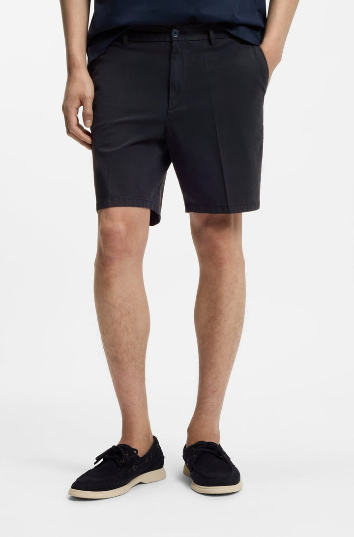 BOSS Stretch Katoenen Twill H-Kane1 Short – Blauw-93% katoen, 7% elastaan-HEREN BROEKEN-Blauw