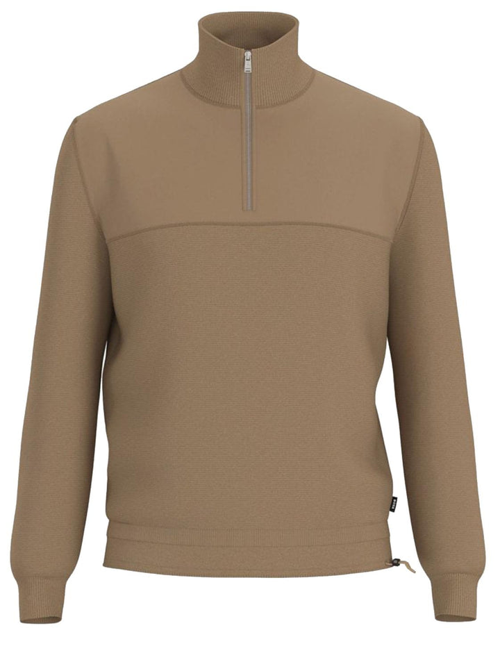 BOSS trui FUSIONE-55% lyocell, 30% katoen, 15% wol-HEREN TRUIEN & VESTEN-Beige