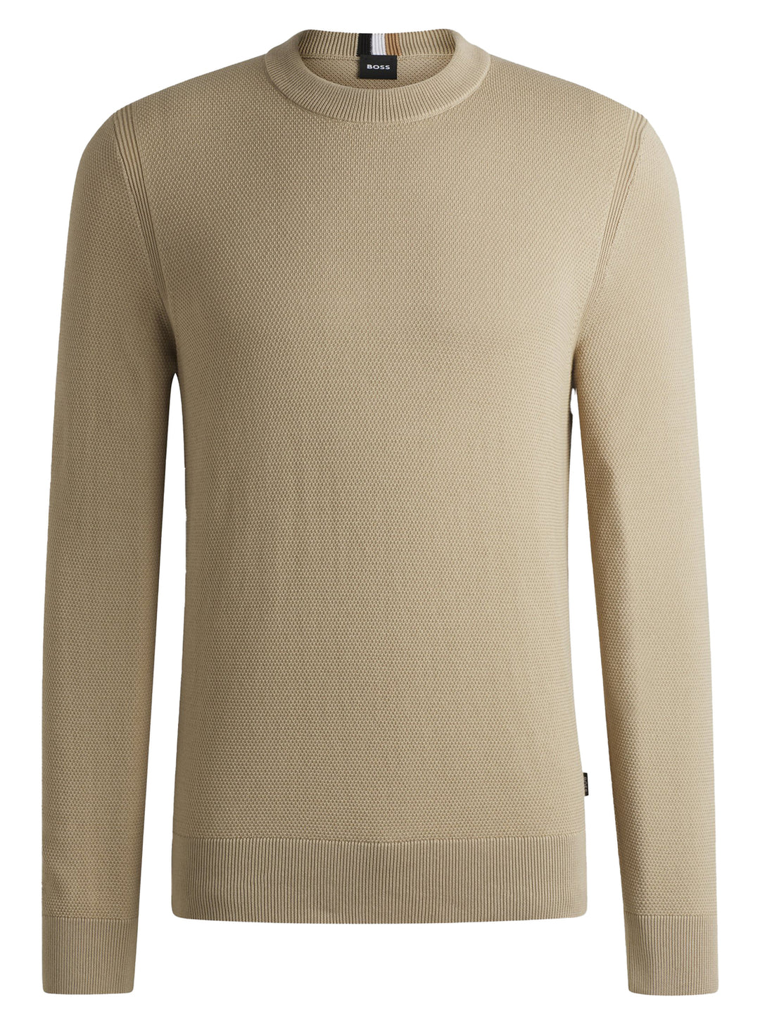 BOSS Trui van katoen met fijne structuur-100% Katoen<br />-HEREN TRUIEN & VESTEN-Beige