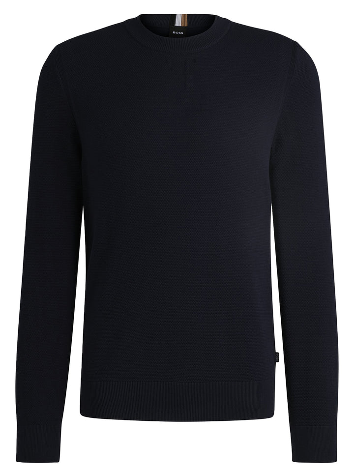 BOSS trui van katoen met fijne structuur-100% Katoen<br />-HEREN TRUIEN & VESTEN-Blauw