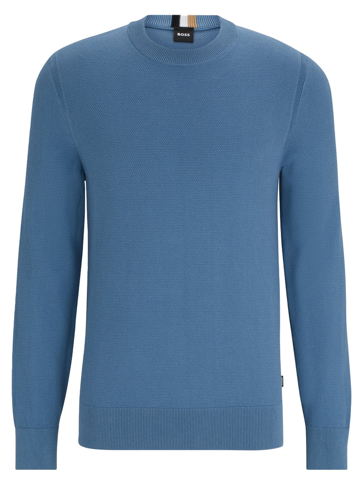 BOSS trui van katoen met fijne structuur-100% Katoen<br />-HEREN TRUIEN & VESTEN-Blauw