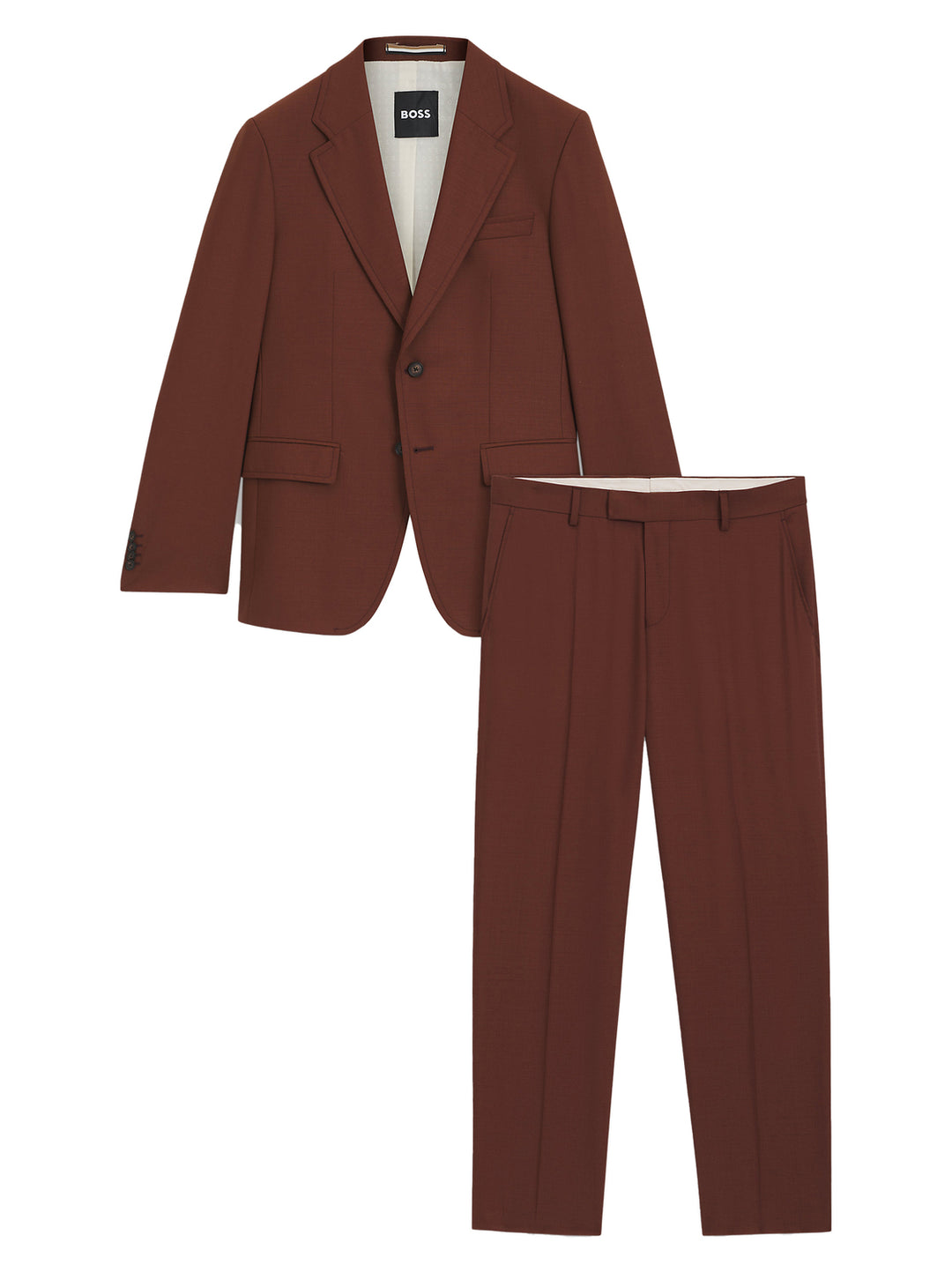 BOSS Tweedelig Pak – Bruin-69% wol, 29% katoen, 2% elasthaan-HEREN PAKKEN & COLBERTS-Bruin