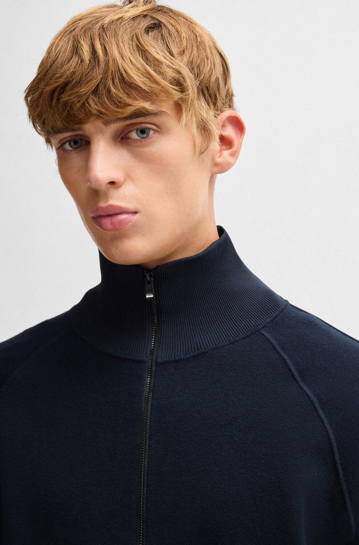 BOSS vest met rits van katoen en scheerwol-Kwaliteit: 70% Katoen, 30% Scheerwol, Boord: 100% Polyester-HEREN TRUIEN & VES