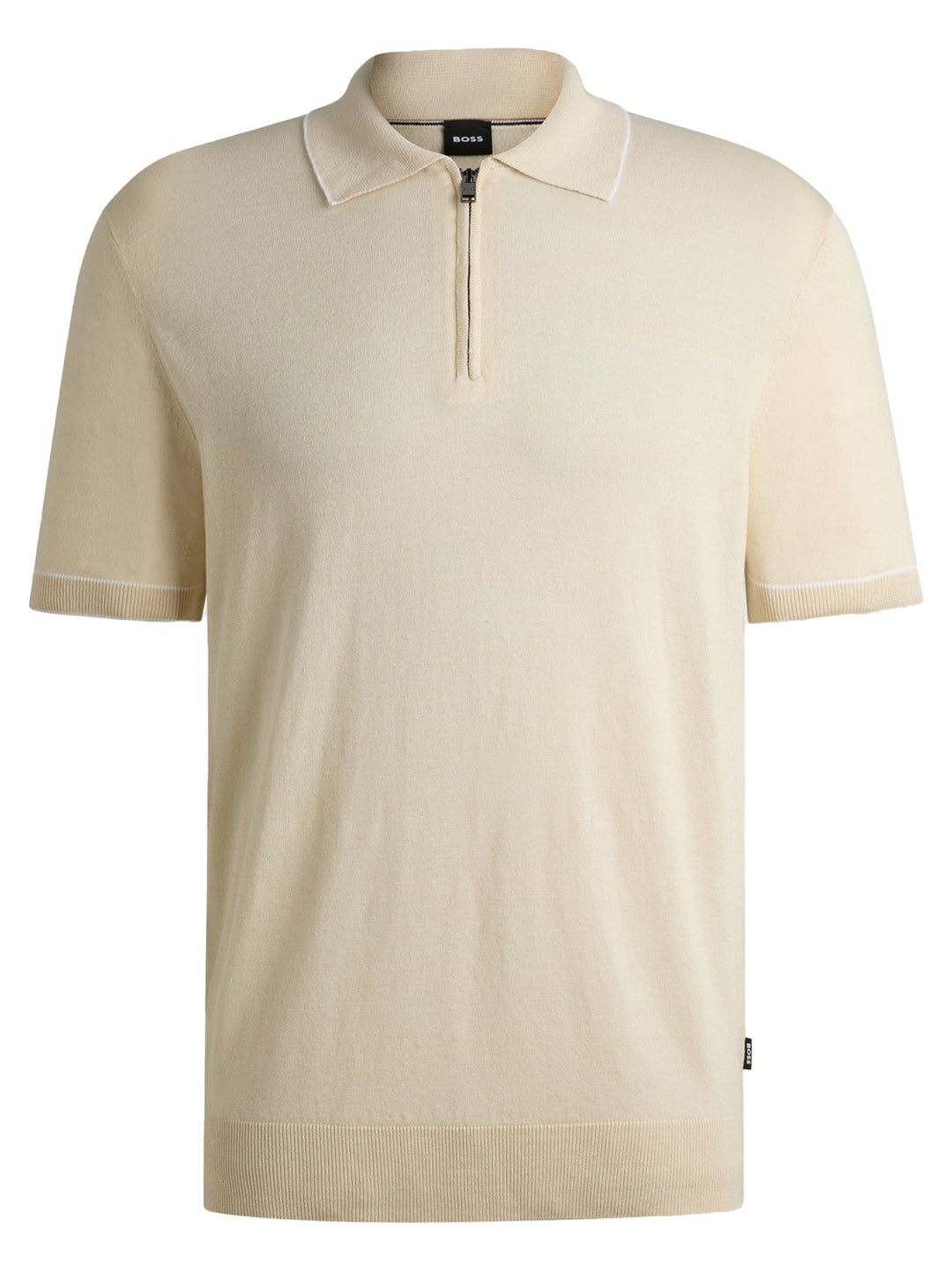 BOSS Zip polo – Room-56% linnen, 44% viscose-HEREN POLO'S & T-SHIRTS-Room
