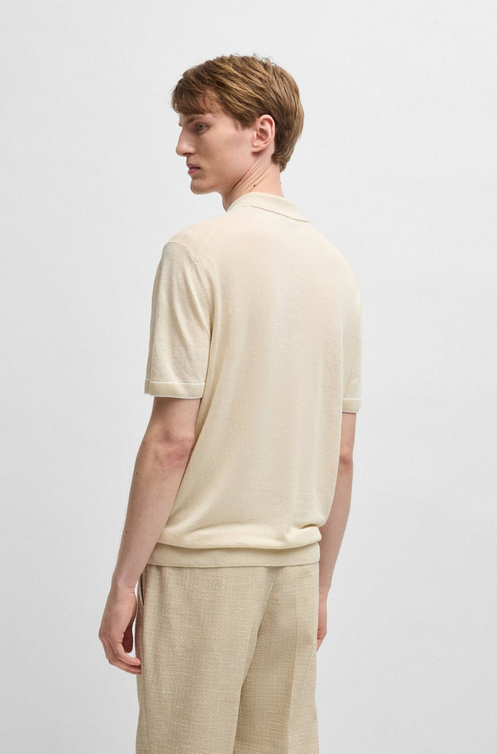 BOSS Zip polo – Room-56% linnen, 44% viscose-HEREN POLO'S & T-SHIRTS-Room