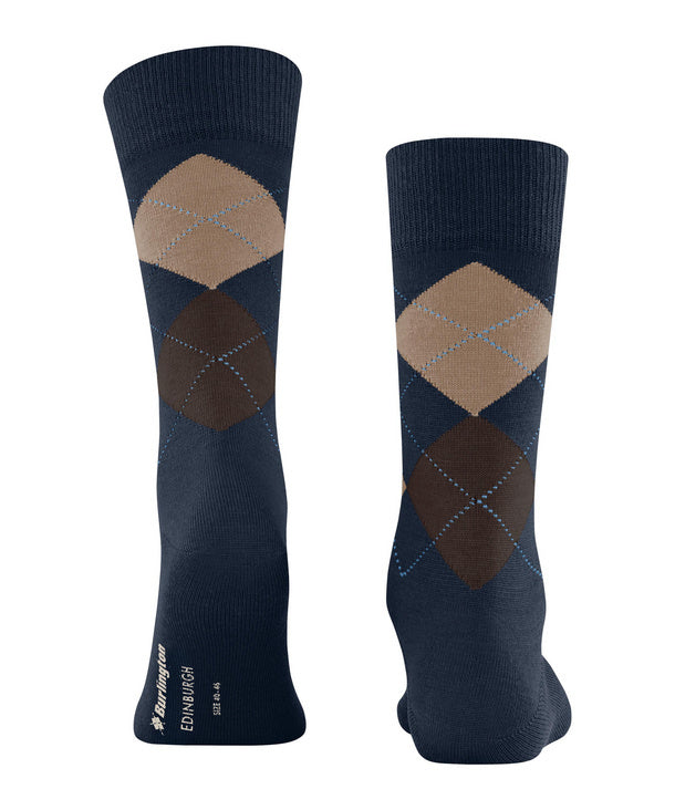 Burlington Edinburgh Heren Sokken – Blauw-71% wol, 29% polyamide-HEREN ONDERMODE-Blauw