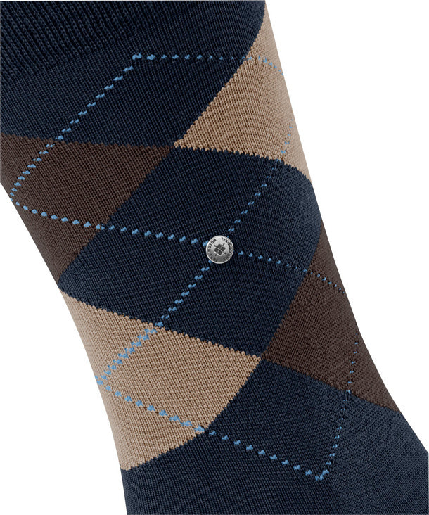 Burlington Edinburgh Heren Sokken – Blauw-71% wol, 29% polyamide-HEREN ONDERMODE-Blauw