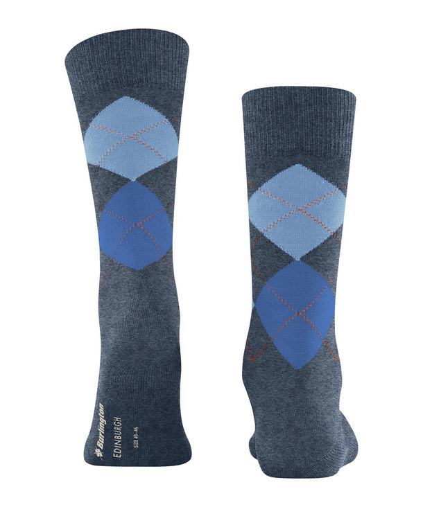 Burlington Edinburgh Heren Sokken – Blauw-71% wol, 29% polyamide-HEREN ONDERMODE-Blauw