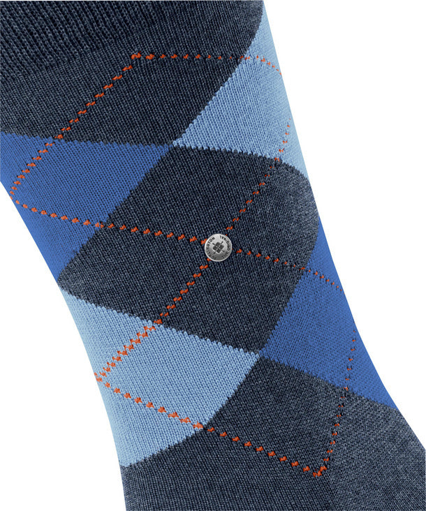 Burlington Edinburgh Heren Sokken – Blauw-71% wol, 29% polyamide-HEREN ONDERMODE-Blauw