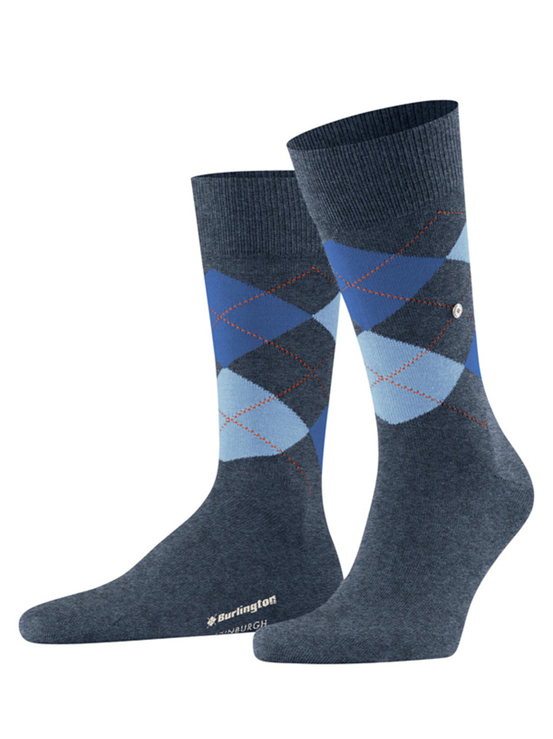 Burlington Edinburgh Heren Sokken – Blauw-71% wol, 29% polyamide-HEREN ONDERMODE-Blauw