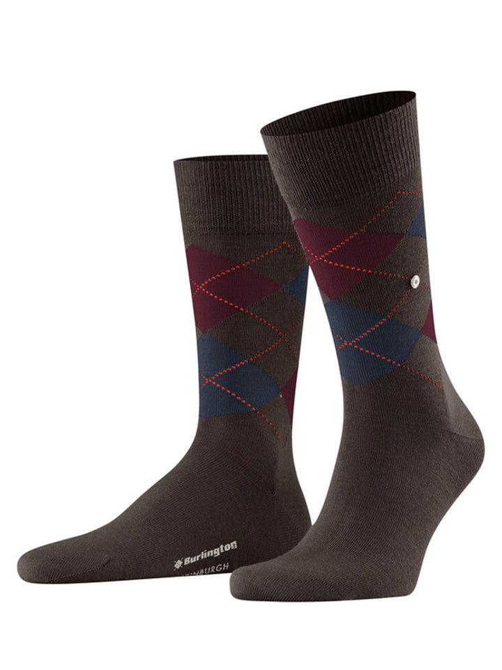 Burlington Edinburgh Heren Sokken – Bruin-71% wol, 29% polyamide-HEREN ONDERMODE-Bruin
