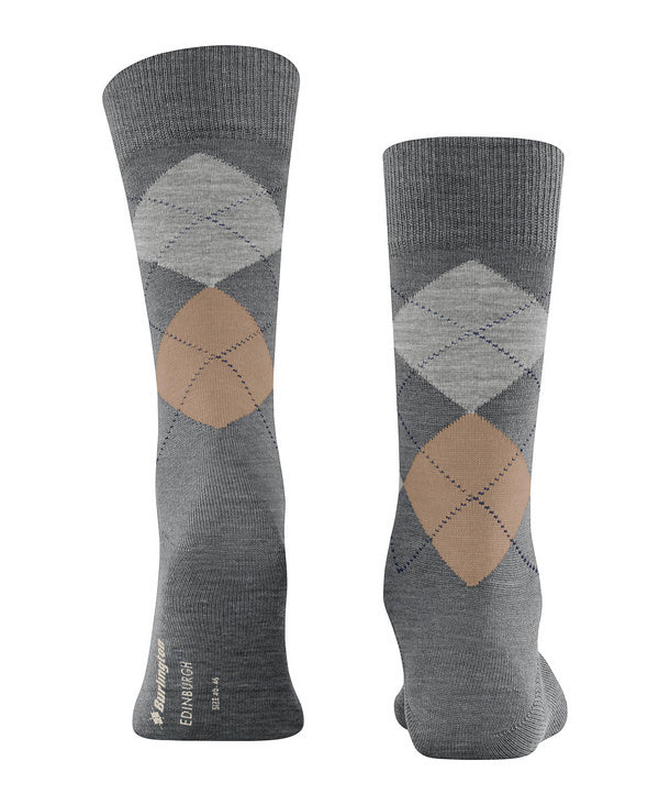 Burlington Edinburgh Heren Sokken – Grijs-71% wol, 29% polyamide-HEREN ONDERMODE-Grijs