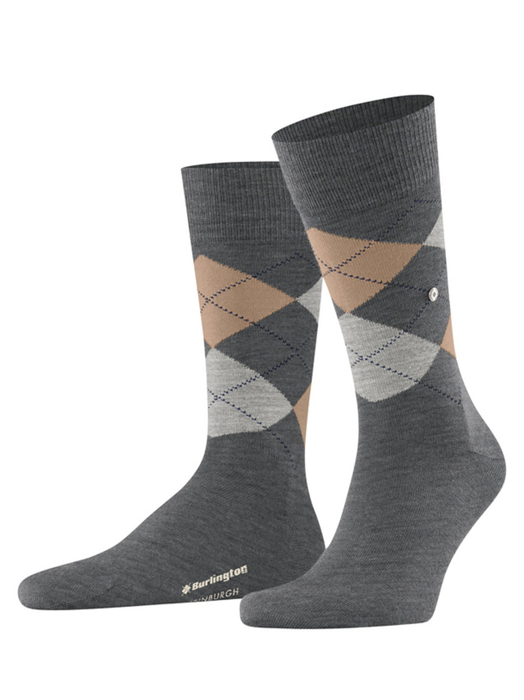 Burlington Edinburgh Heren Sokken – Grijs-71% wol, 29% polyamide-HEREN ONDERMODE-Grijs
