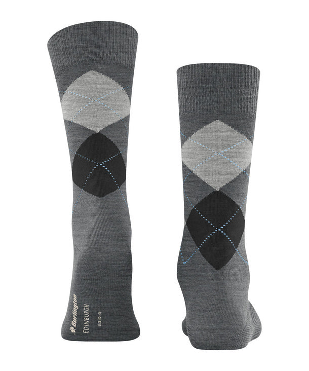 Burlington Edinburgh Heren Sokken – Grijs-71% wol, 29% polyamide-HEREN ONDERMODE-Grijs