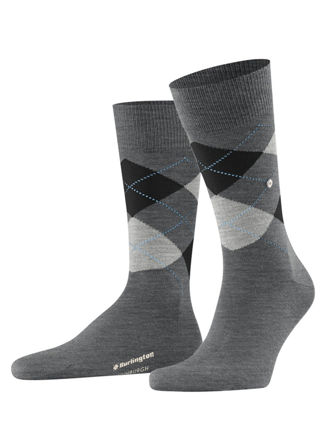 Burlington Edinburgh Heren Sokken – Grijs-71% wol, 29% polyamide-HEREN ONDERMODE-Grijs