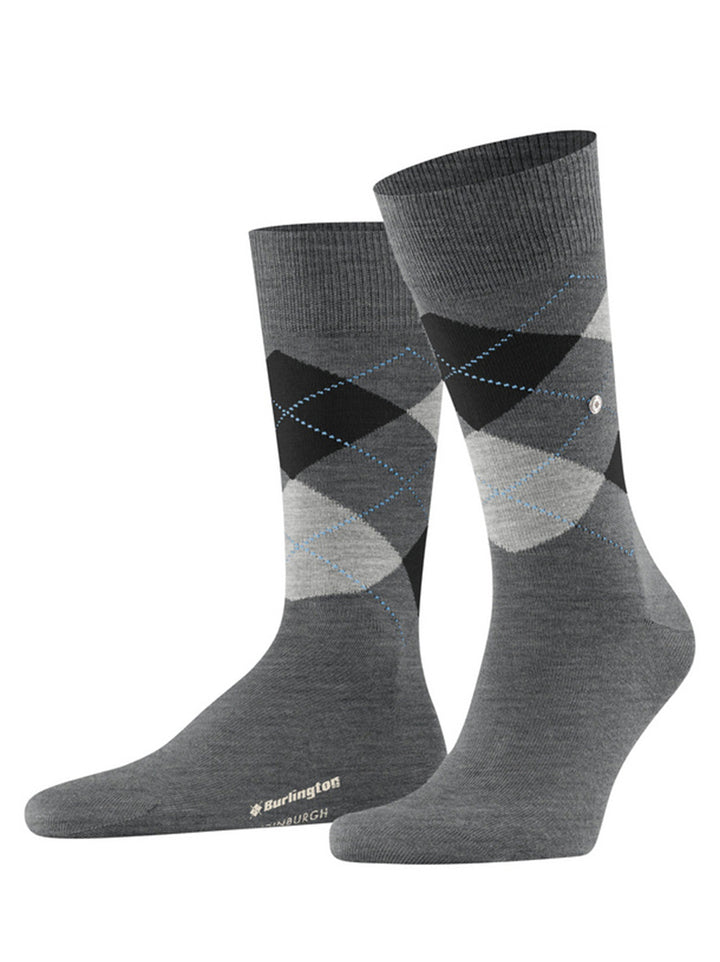 Burlington Edinburgh Heren Sokken – Grijs-71% wol, 29% polyamide-HEREN ONDERMODE-Grijs