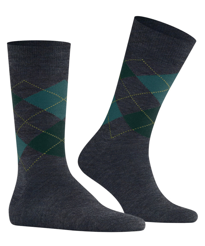 Burlington Edinburgh Melange Heren Sokken – Blauw-71% wol, 29% polyamide-HEREN ONDERMODE-Blauw