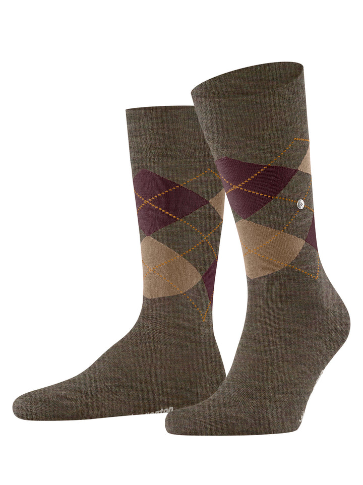 Burlington Edinburgh Melange Heren Sokken – Bruin-71% wol, 29% polyamide-HEREN ONDERMODE-Bruin
