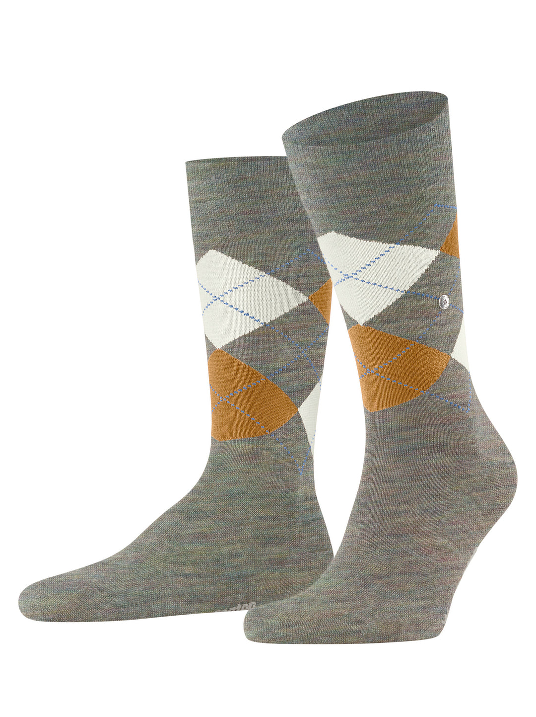 Burlington Edinburgh Melange Heren Sokken – Grijs-71% wol, 29% polyamide-HEREN ONDERMODE-Grijs