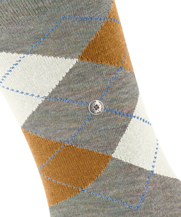 Burlington Edinburgh Melange Heren Sokken – Grijs-71% wol, 29% polyamide-HEREN ONDERMODE-Grijs