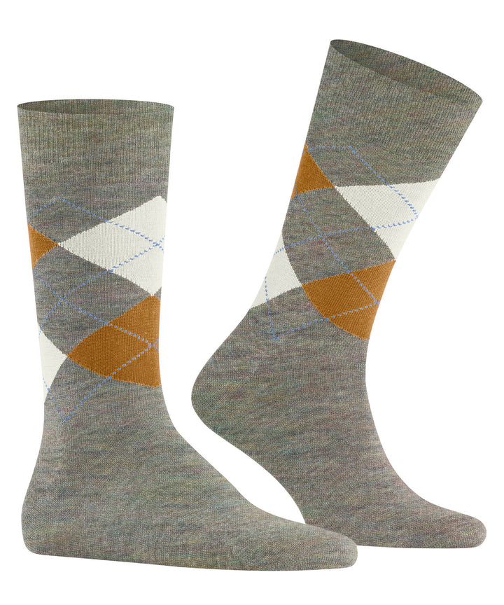 Burlington Edinburgh Melange Heren Sokken – Grijs-71% wol, 29% polyamide-HEREN ONDERMODE-Grijs