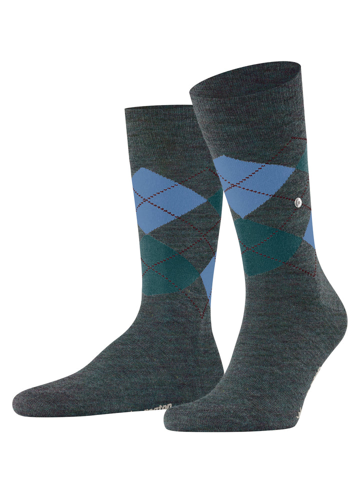 Burlington Edinburgh Melange Heren Sokken – Groen-71% wol, 29% polyamide-HEREN ONDERMODE-Groen