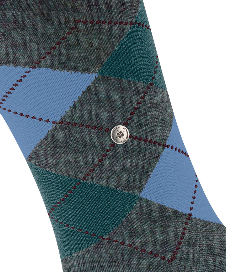 Burlington Edinburgh Melange Heren Sokken – Groen-71% wol, 29% polyamide-HEREN ONDERMODE-Groen