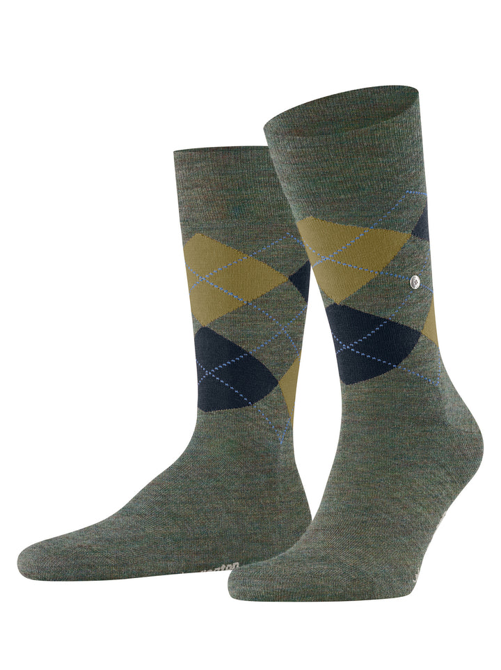 Burlington Edinburgh Melange Heren Sokken – Groen-71% wol, 29% polyamide-HEREN ONDERMODE-Groen